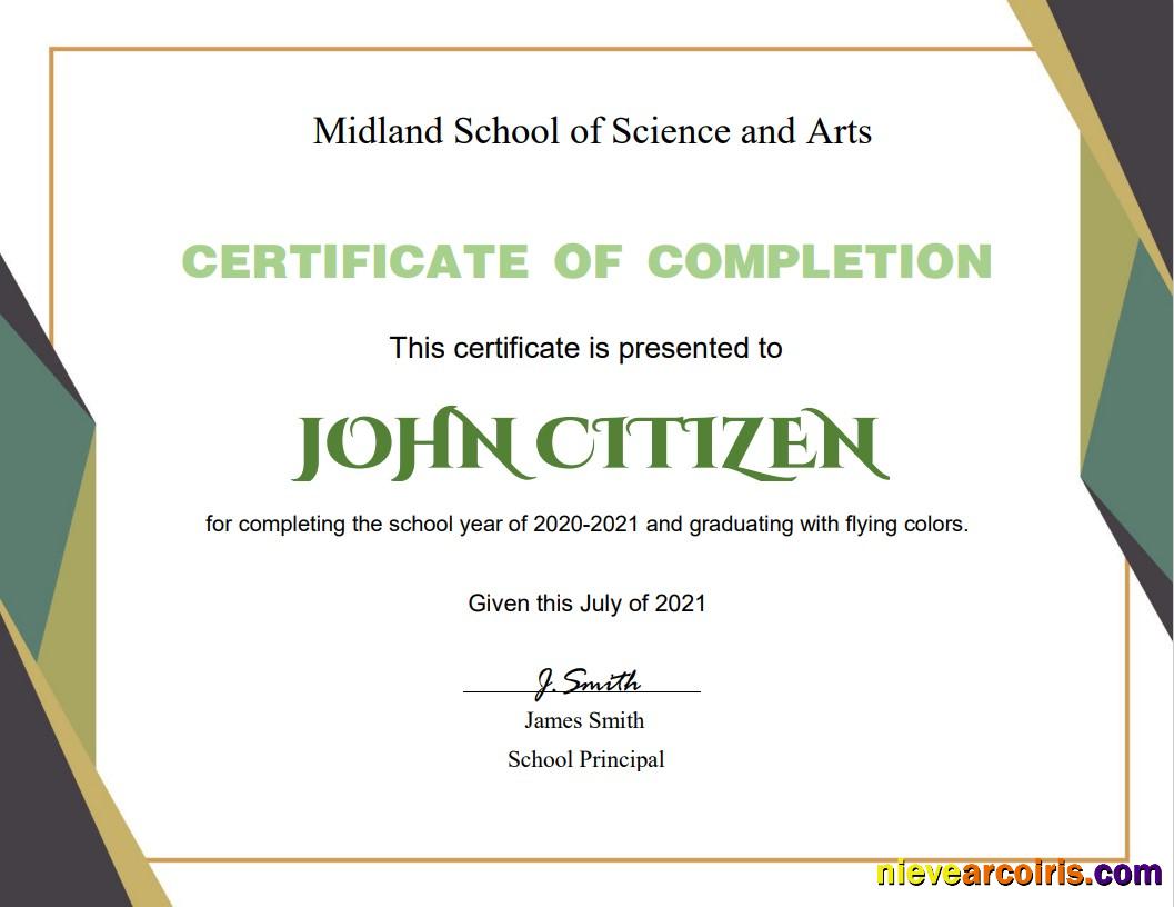 USA Graduation certificate